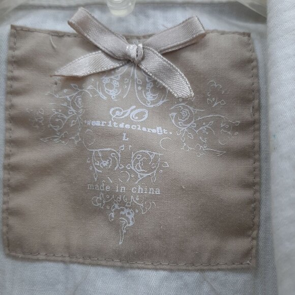 So wear it declair it White Short Sleeve Blazer Peplum Waist Notched Collar Sz L - Picture 4 of 10